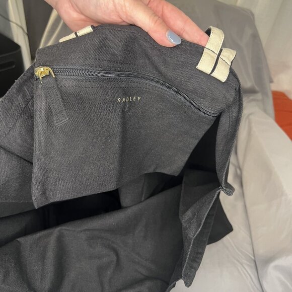 Radley London, Large Cotton Tote, Black, Dual Handle / Shoulder Strap, NWT - Picture 4 of 10